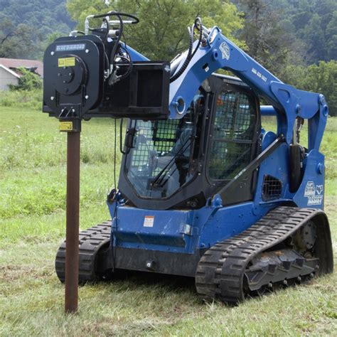 skid steer fence post driver|vibrating post driver for skid steer.